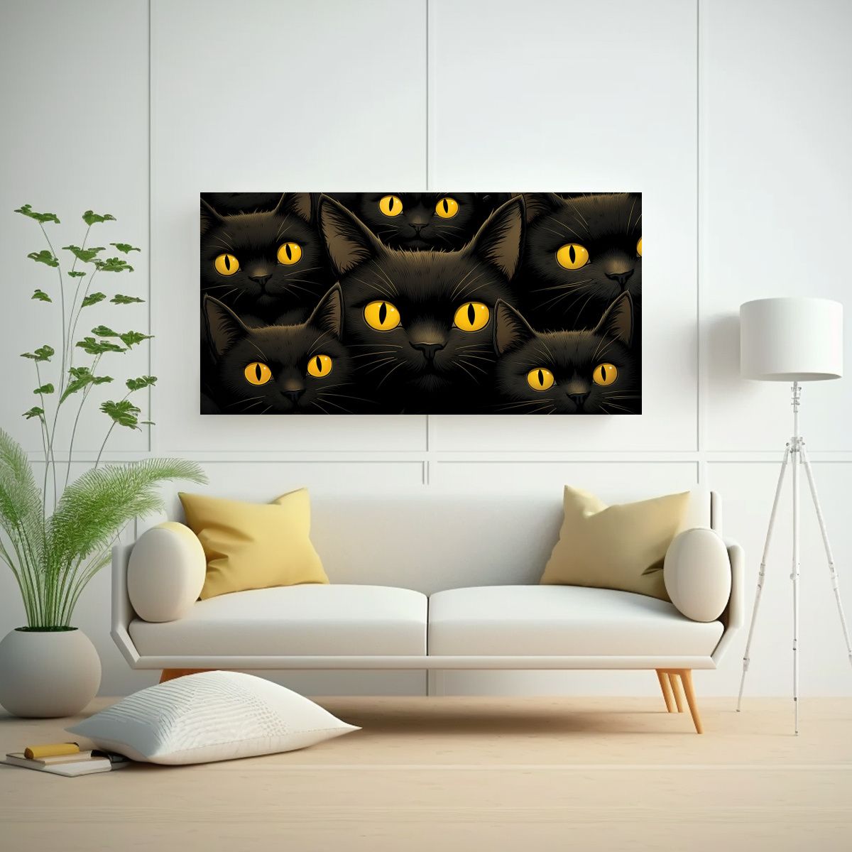 GENERICO - Pinturas De Lienzo Con Dibujo De Gatos Negros Y 100x50 Cm