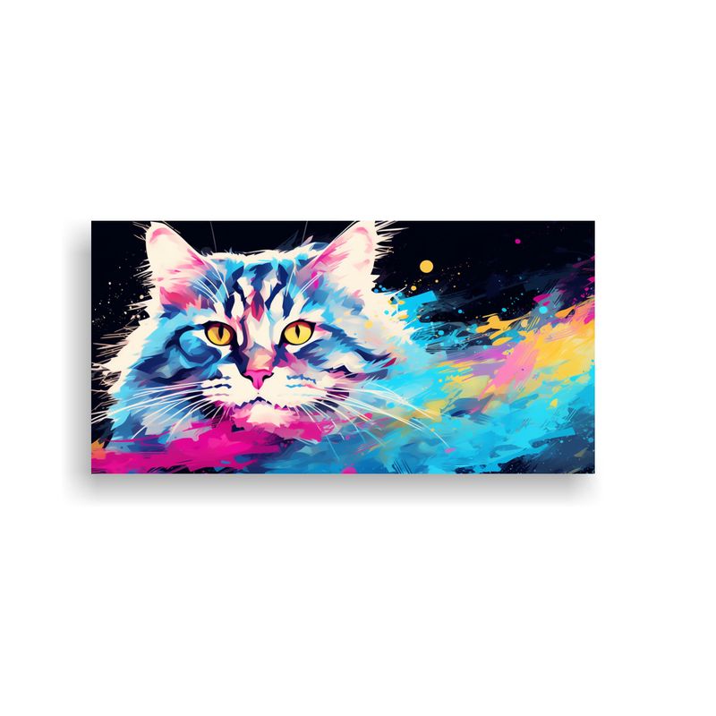 GENERICO - Pintura Abstracta De Gato En Tonos Pastel Y 80x40 Cm