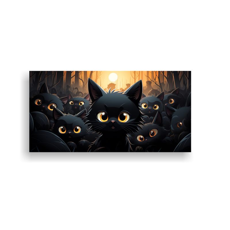GENERICO - Cuadro Patron De Gato Negro En Estilo Cómic HD 100x50 Cm