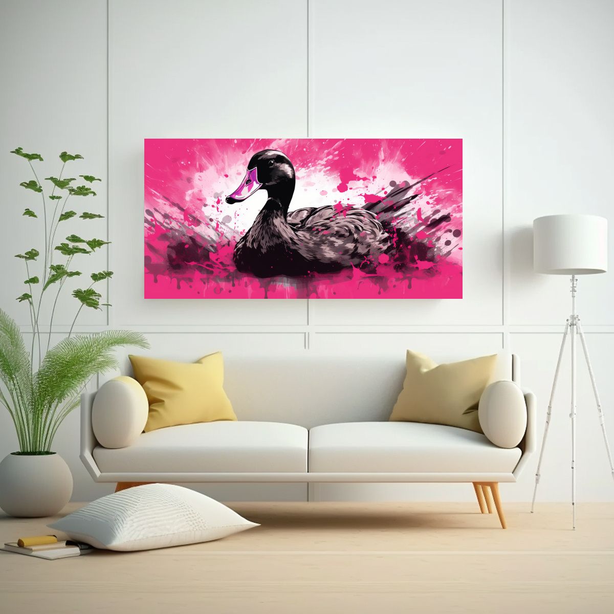 GENERICO - Pinturas Decorativas De Patos Negros Y Rosados En 60x30 Cm