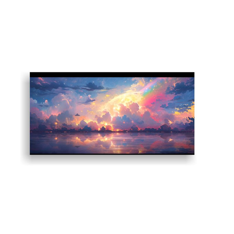 GENERICO - Pintura Abstracta De Cielo Y Mar Con Arcoíris Y 100x50 Cm