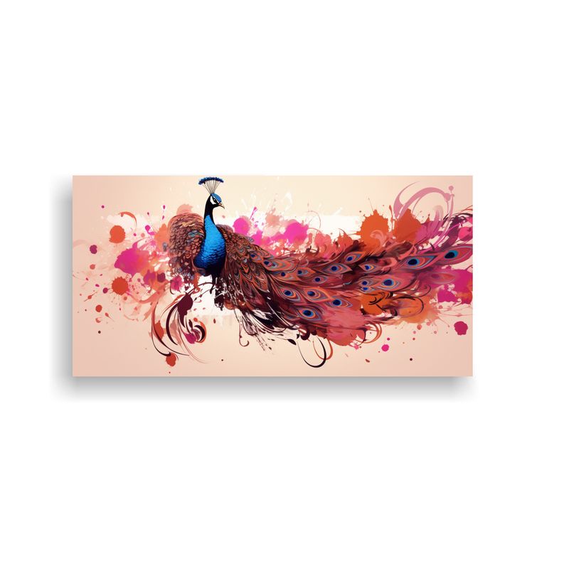 GENERICO - Arte De Pared Peacock En Colores Marrón Y Rosa 60x30 Cm
