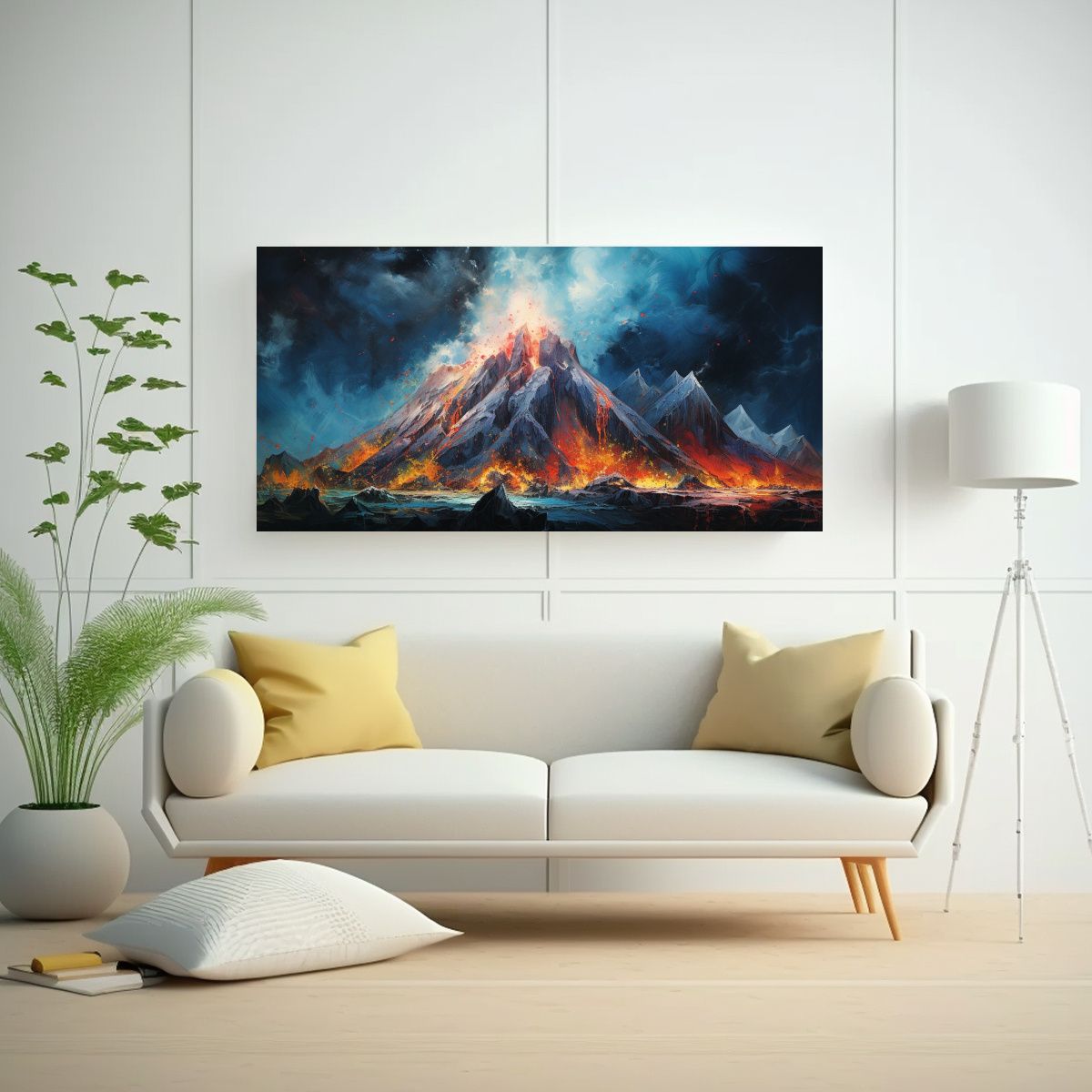 GENERICO - Pintura Abstracta Detallada De Volcán En Lienzo 100x50 Cm