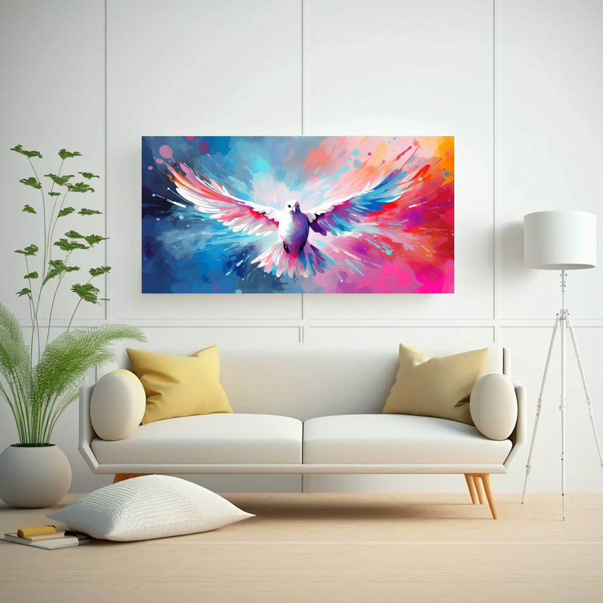GENERICO - Cuadro Tela Composición Elegante Paloma Arco 80x40 Cm