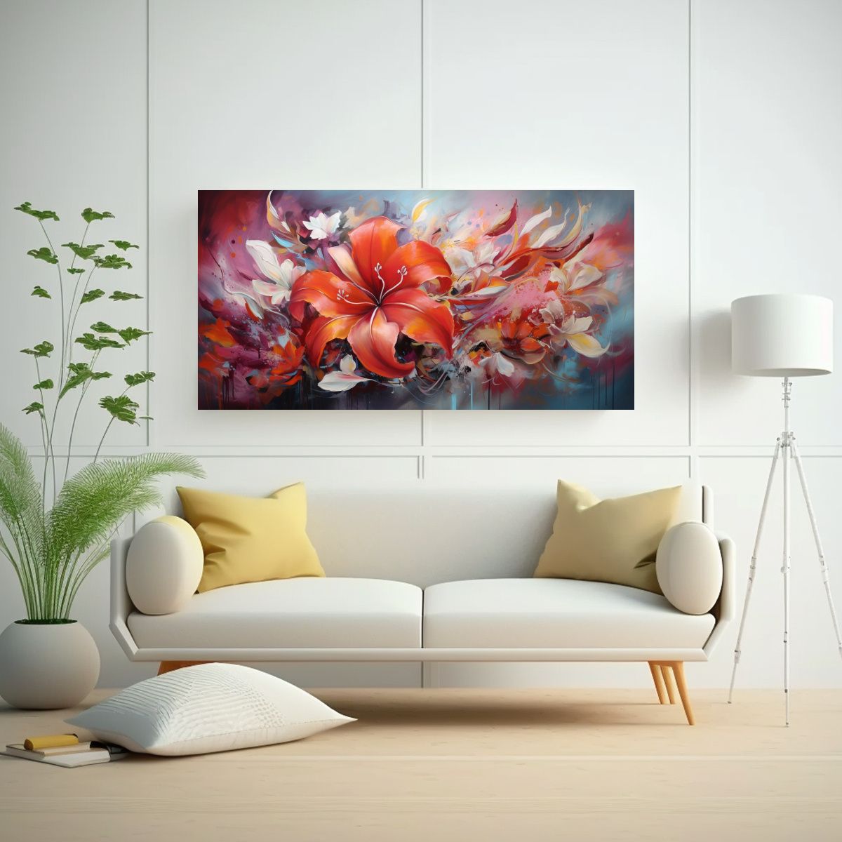 GENERICO - Pinturas Abstractas De Flores Arte De Pared 80x40 Cm