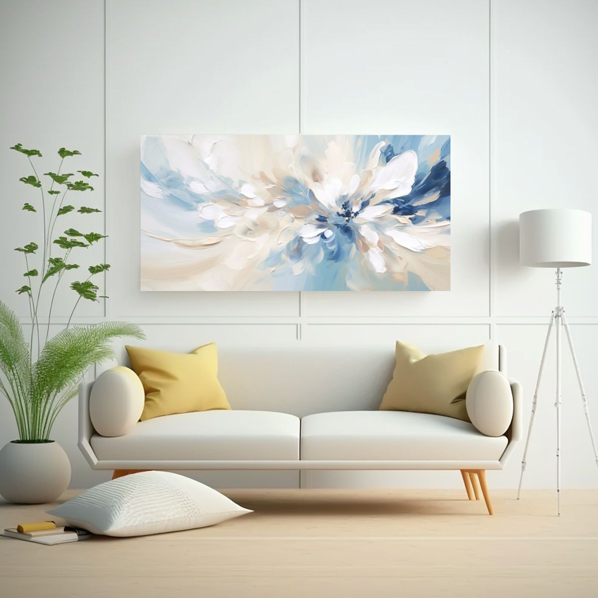 GENERICO - Cuadro Fotografía Abstracto Azul Y Beige Regalo 100x50 Cm