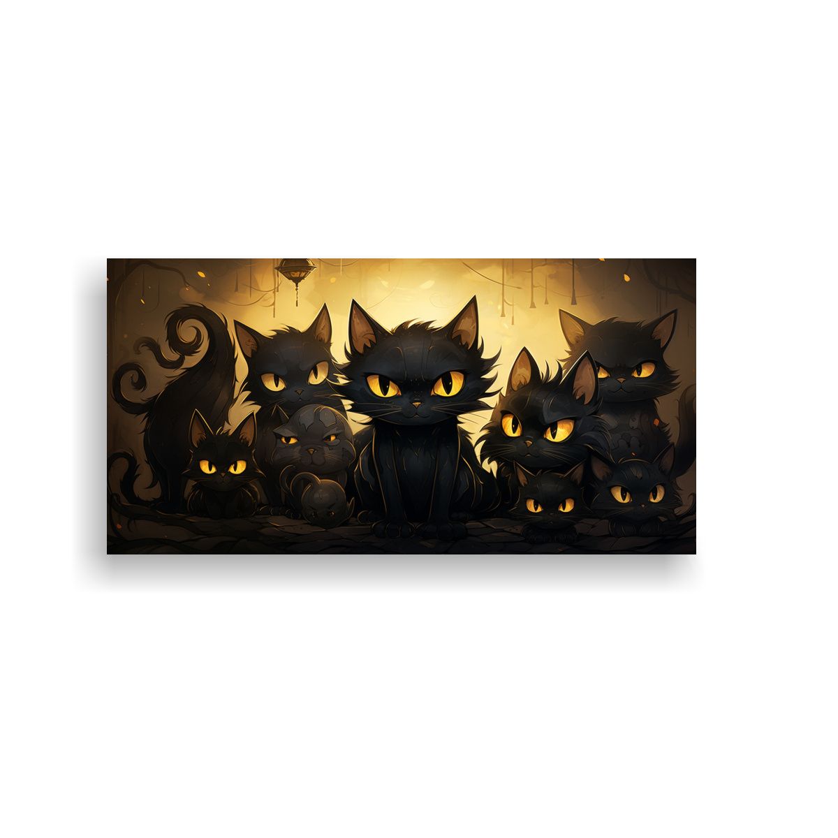 GENERICO - Cuadro Decorativo Gatos Negros Sobre Pila 100x50 Cm
