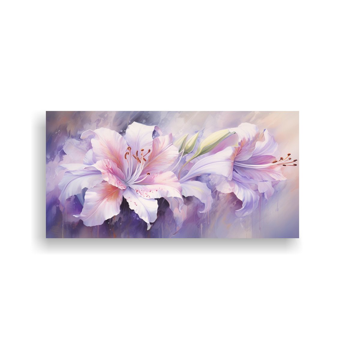 GENERICO - Cuadro Abstracto De Amarilis Púrpura Y Blanco En 60x30 Cm