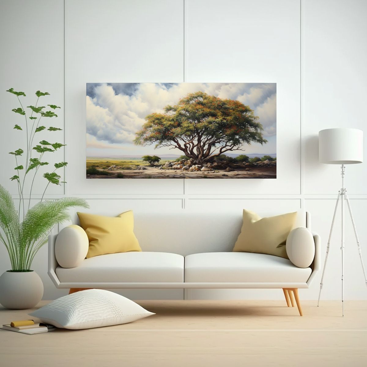 GENERICO - Lienzo Acuarela Árbol De Acacia Pintura 100x50 Cm