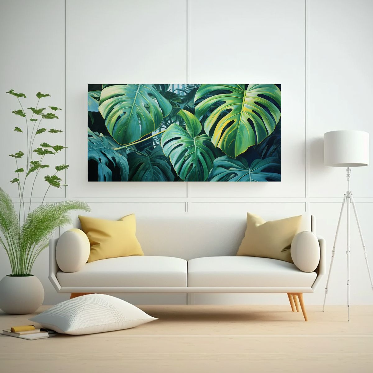 GENERICO - Cuadro En Bastidor Hojas Monstera Abstracto 80x40 Cm