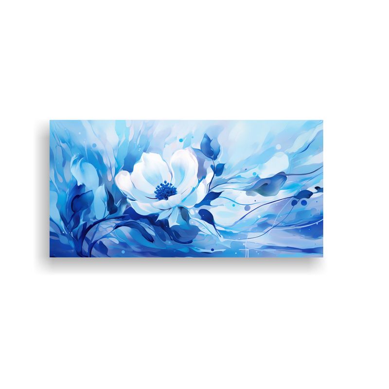GENERICO - Arte Cuadro Simetría En Blanco Y Azul Estilo 60x30 Cm