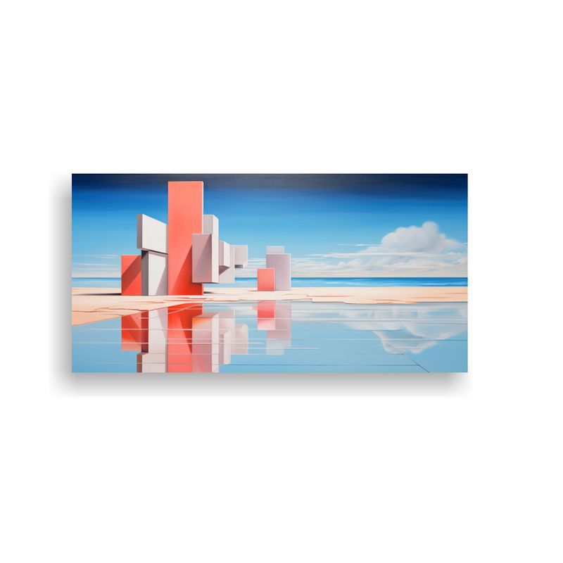 GENERICO - Cuadros Abstractos De Playas Composición 80x40 Cm