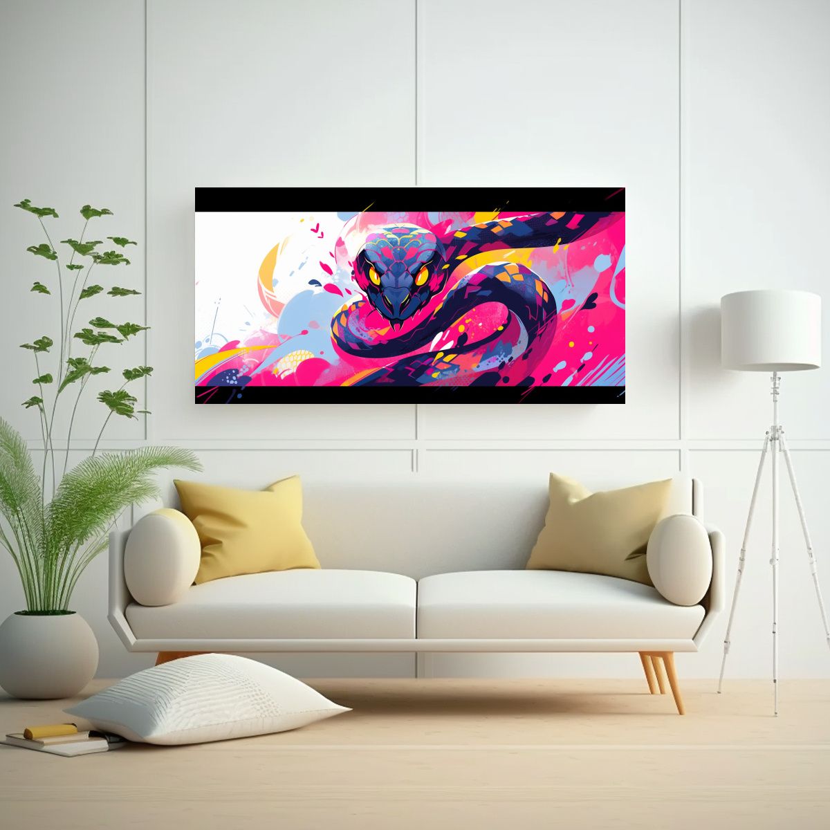 GENERICO - Pintura Decorativa Moderna Cobra En Colores Neo 60x30 Cm