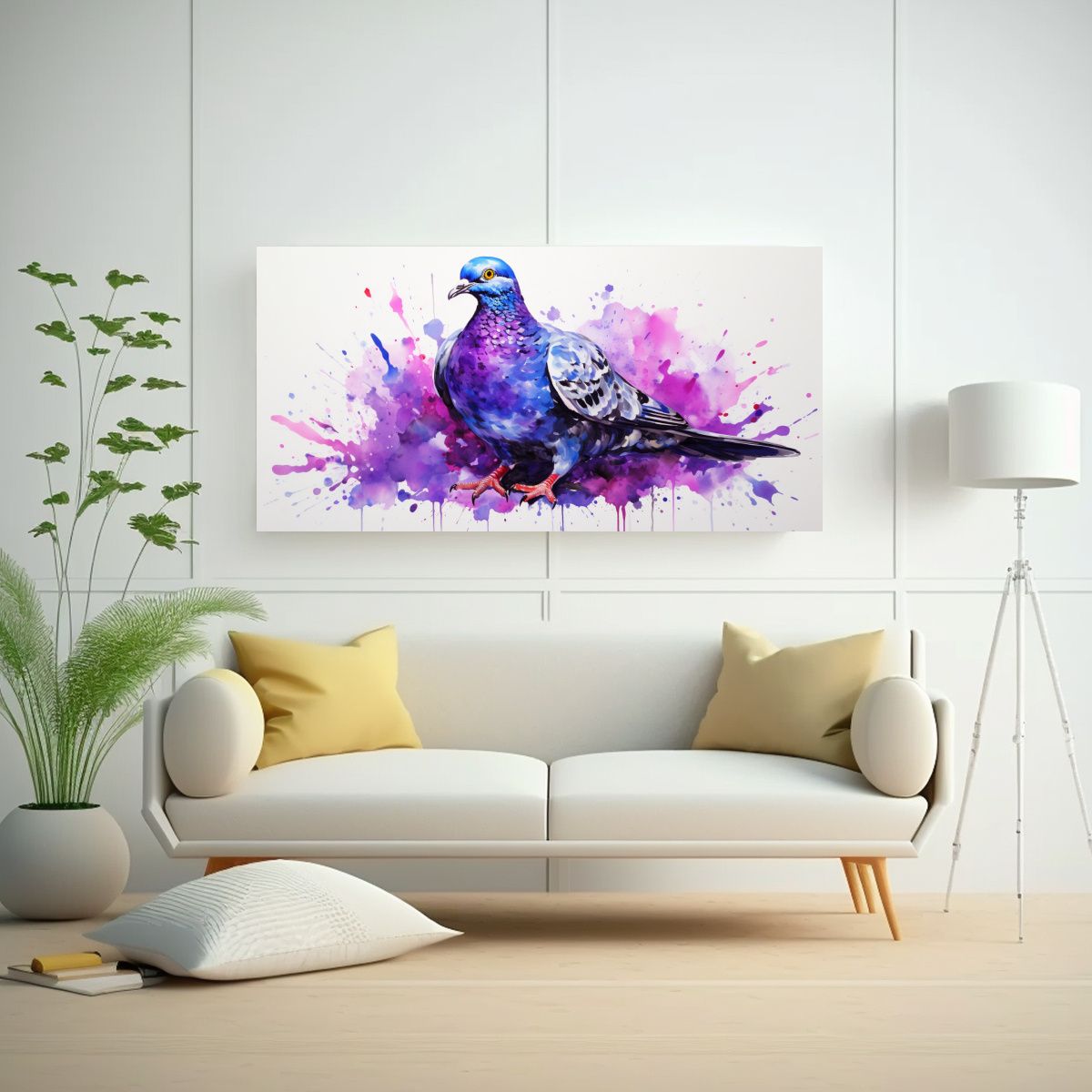 GENERICO - Pintura Decorativa De Arte Ilustrado Paloma En 60x30 Cm