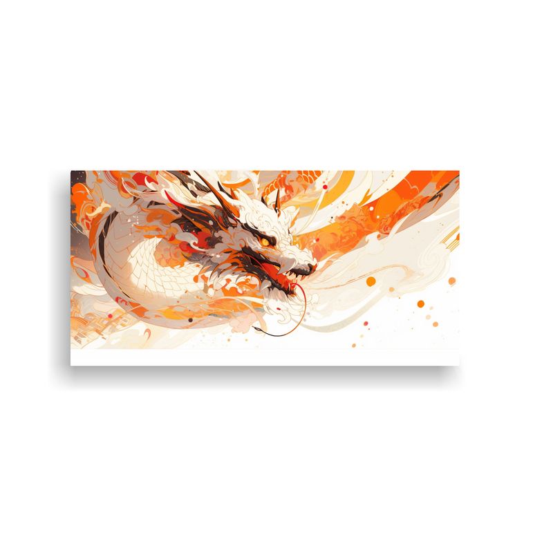 GENERICO - Pintura De Pared Dragón Blanco Y Naranja En 100x50 Cm