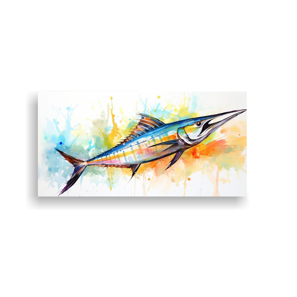 GENERICO - Pintura Acuarela Colorida Estilo Wahoo Inspirada 60x30 Cm