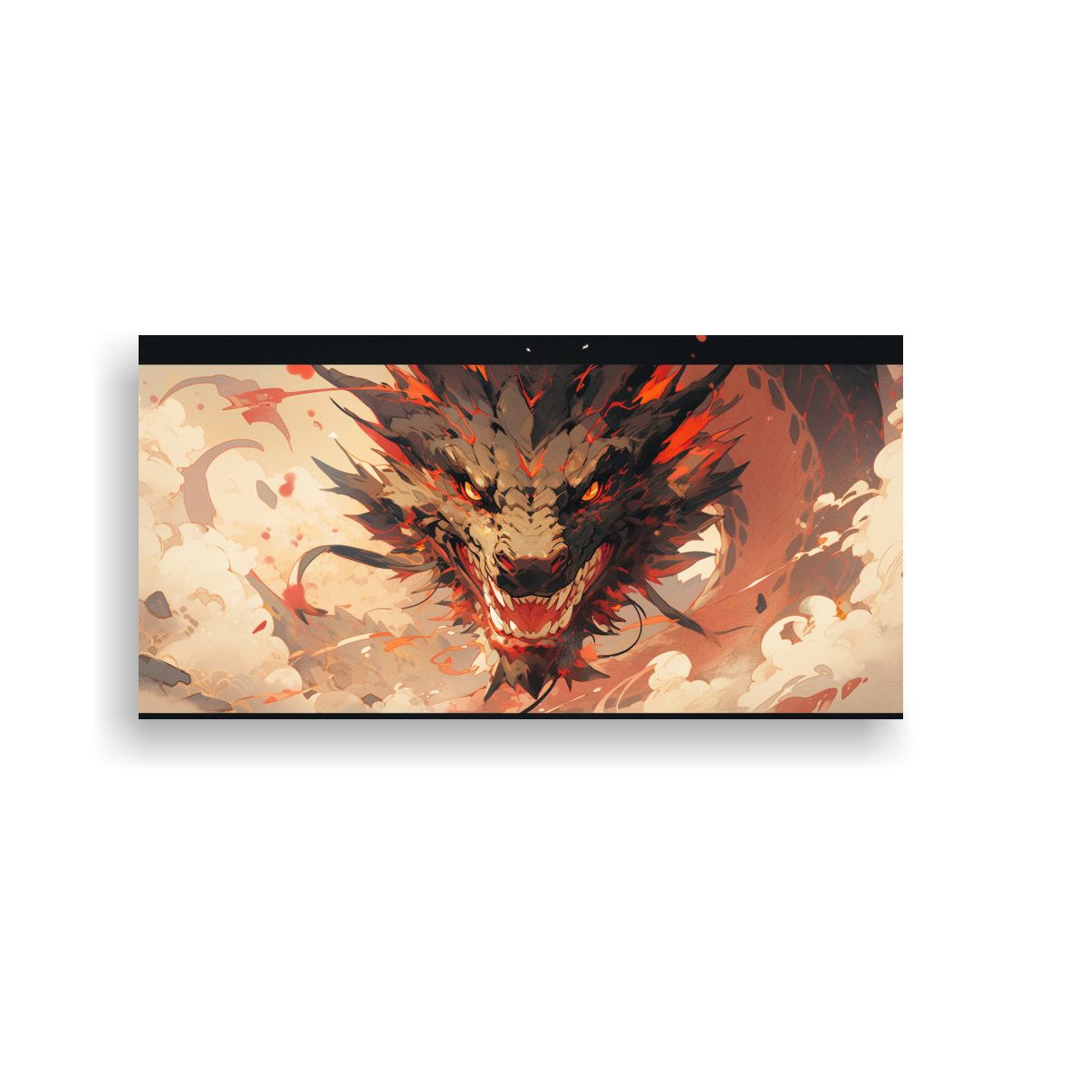 GENERICO - Cuadro Lienzo Expresión Dragón Marrón Y Rojo 60x30 Cm