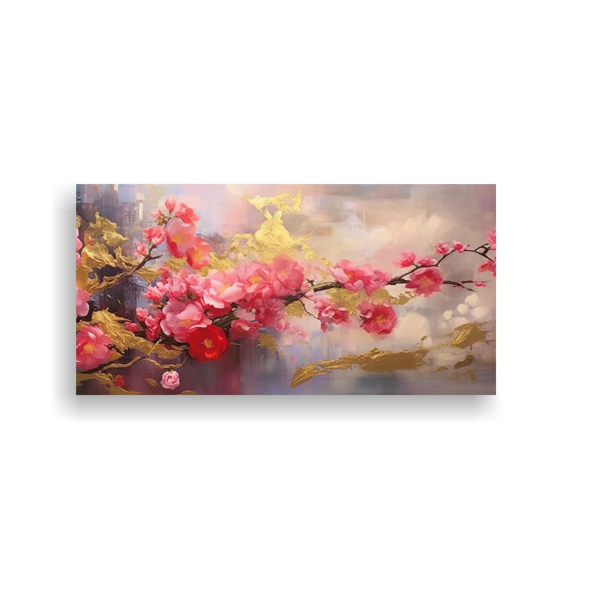 GENERICO - Pintura Al Estilo óleo Japonesa Abstracta En 60x30 Cm