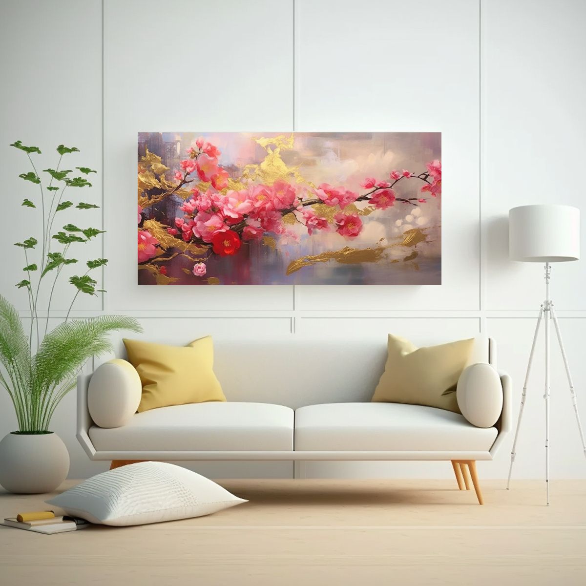 GENERICO - Pintura Al Estilo óleo Japonesa Abstracta En 60x30 Cm