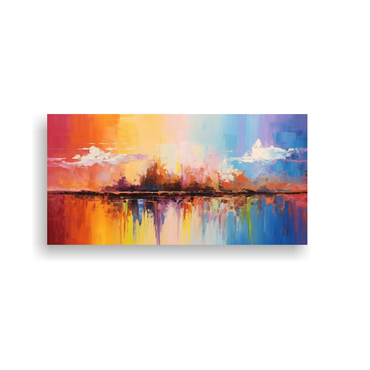 GENERICO - Paisaje Arcoíris Contemporáneo En Bastidor 80x40 Cm.