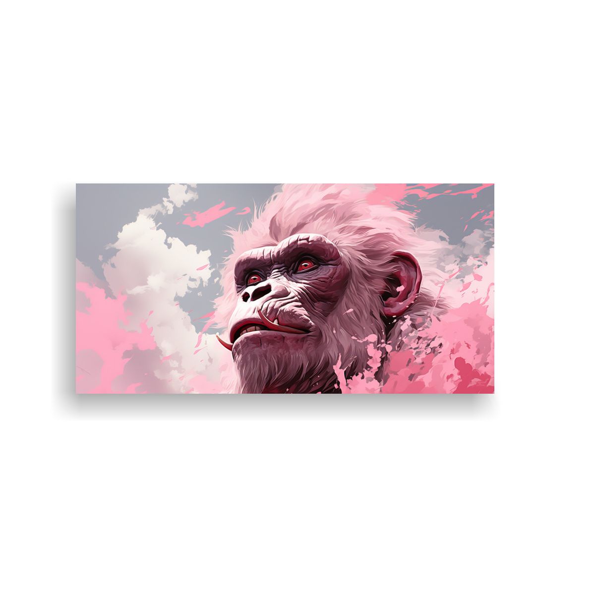 GENERICO - Pintura Decorativa De Gorilas En Crema Y Rosa 100x50 Cm