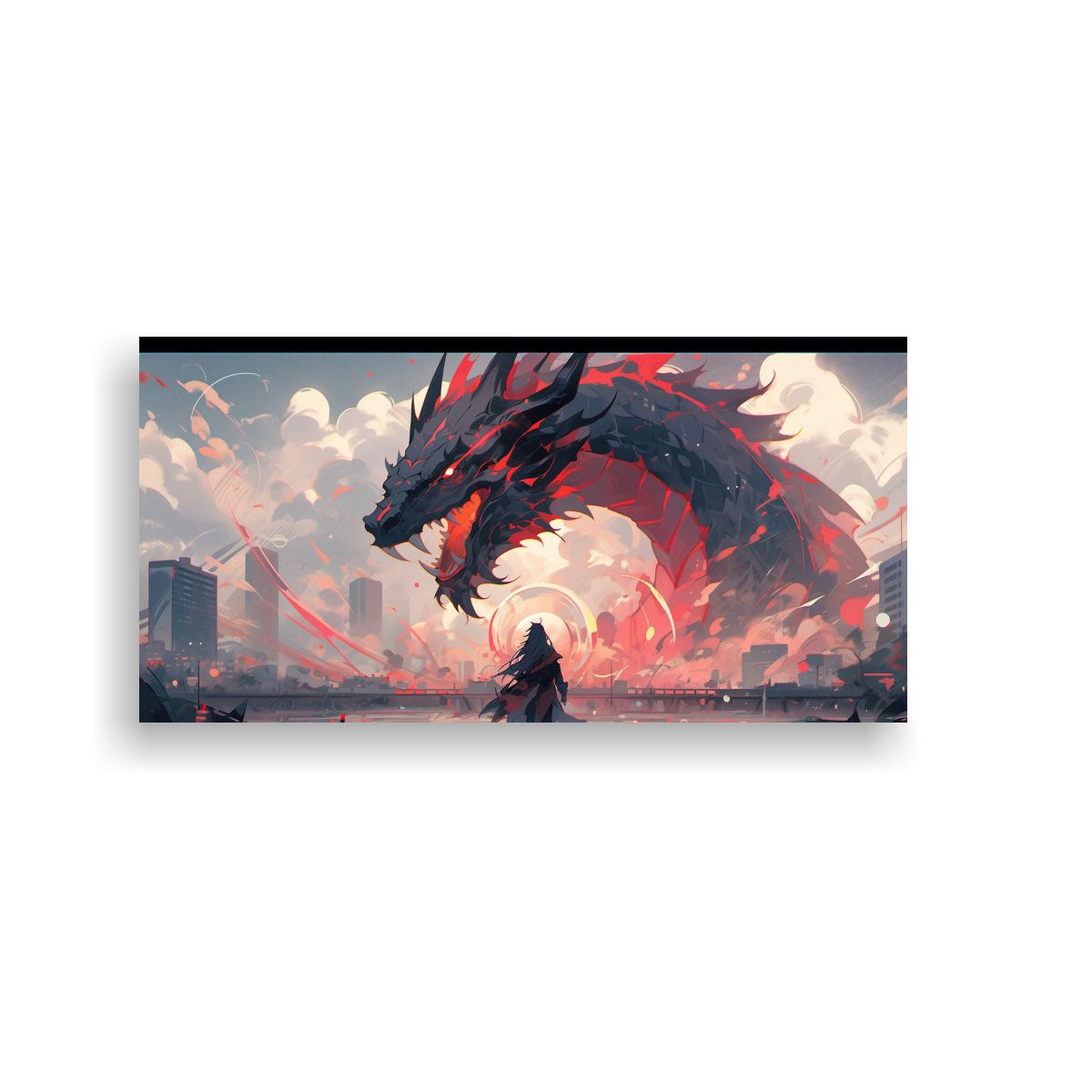 GENERICO - Pintura Decorativa Dragón En Tonos Pastel Y 80x40 Cm