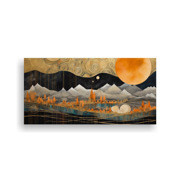 GENERICO - Pintura Impresa Encantadora Con Luna Y Montañas 80x40 Cm