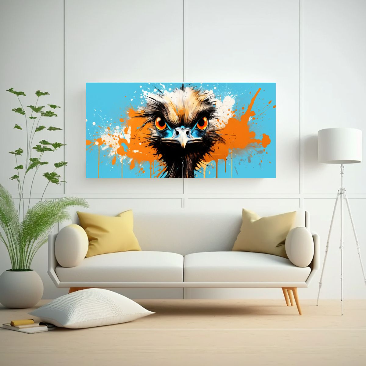 GENERICO - Cuadro Moderno De Ostrich En Colores Marrón Y 80x40 Cm