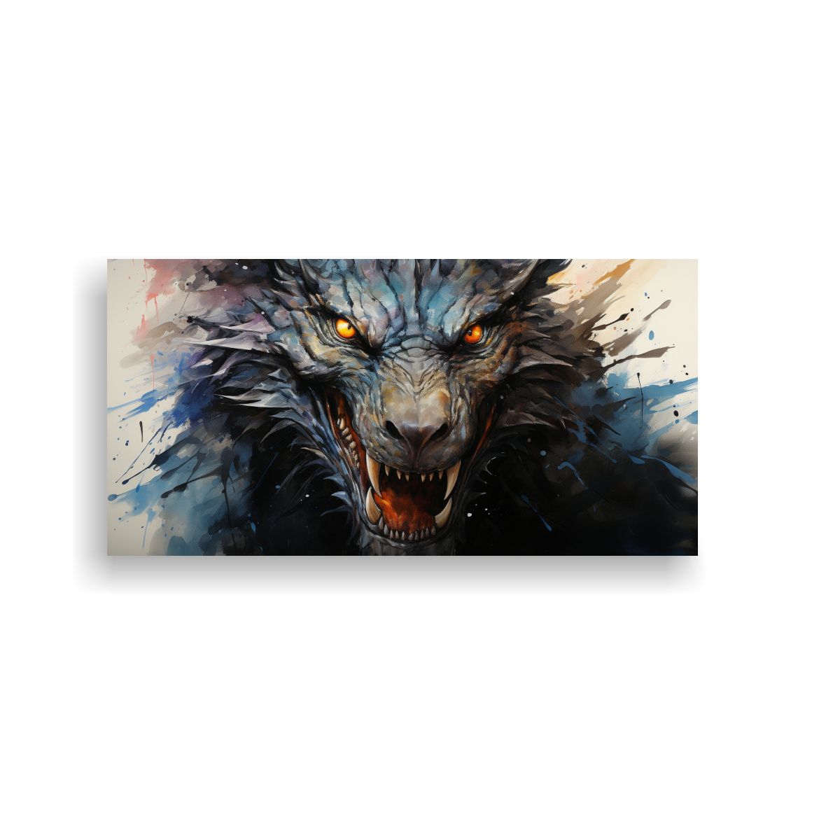 GENERICO - Pintura De Pared Dragón En Acuarelas Y Negro 80x40 Cm