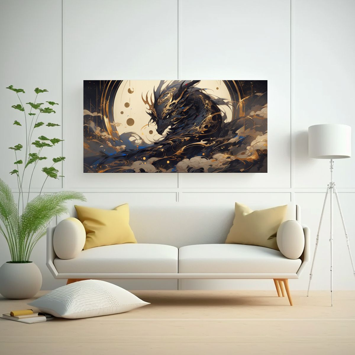 GENERICO - Cuadro Decorativo Moderno Dragón En Colores 100x50 Cm