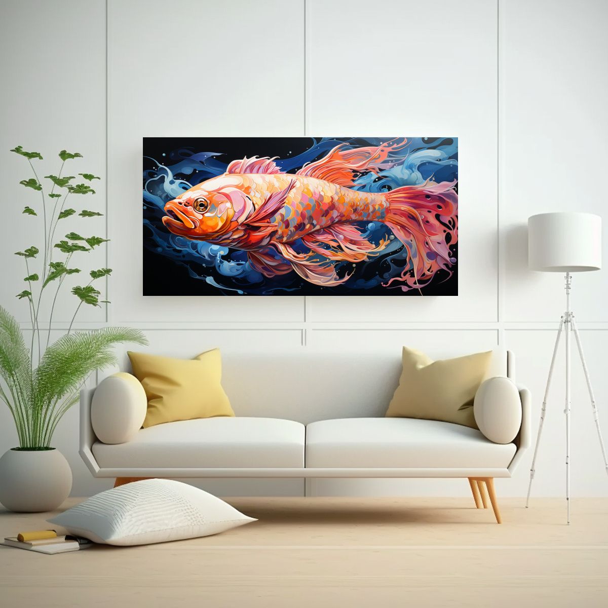 GENERICO - Pintura Acrílica De Pez De Agua Salada En Croma 80x40 Cm