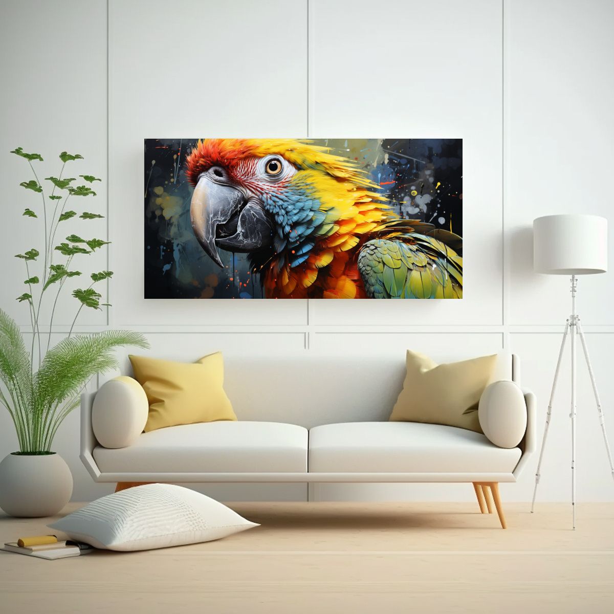 GENERICO - Pintura Acuarela Impactante Loro Amazónico 80x40 Cm