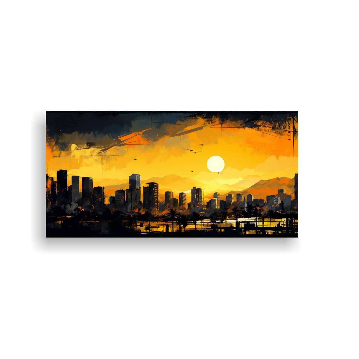 GENERICO - Pintura única En Vibrantes Colores Y Oro Para 60x30 Cm