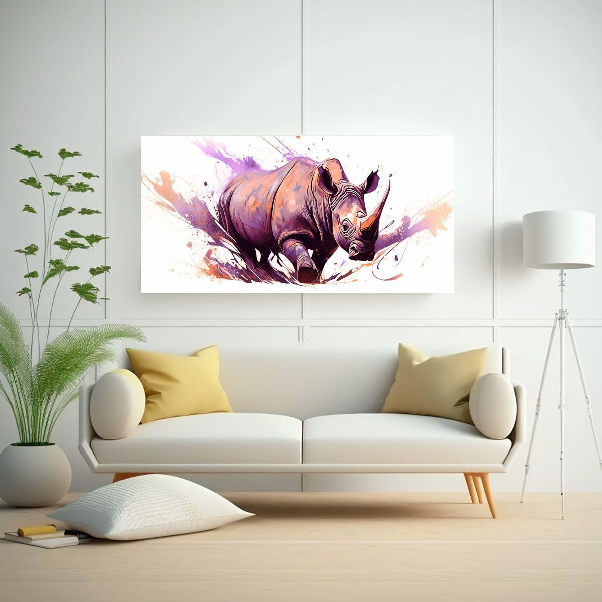 GENERICO - Cuadro Diseño Cultura Rinoceronte En Colores 60x30 Cm