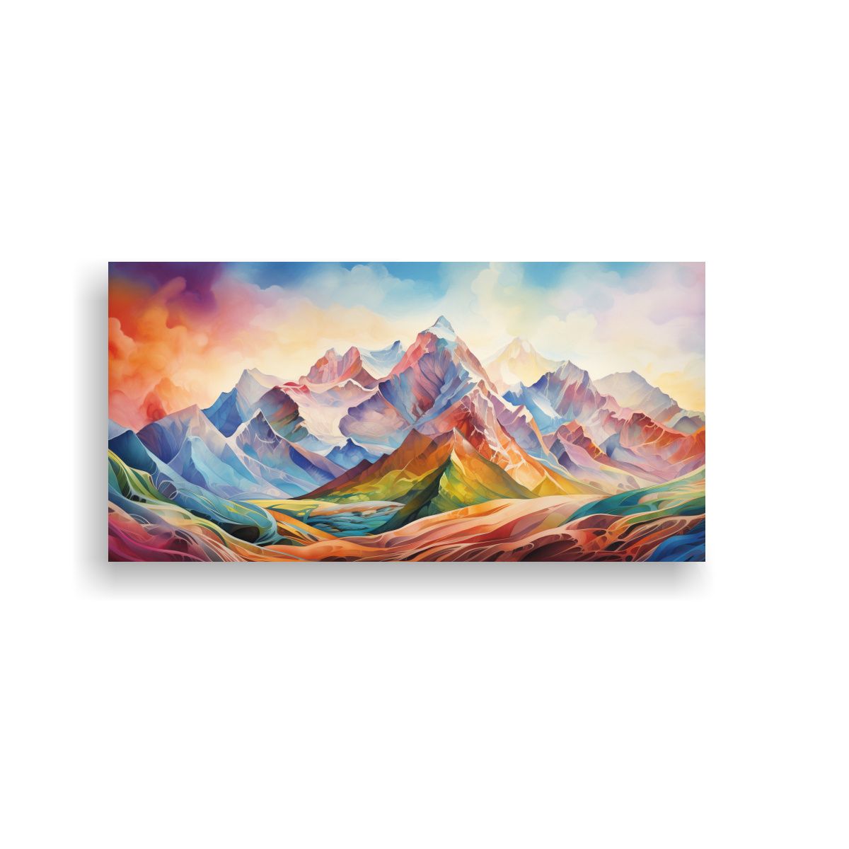 GENERICO - Cuadro Decorativo Montañas Famosas Y Arcoíris 60x30 Cm