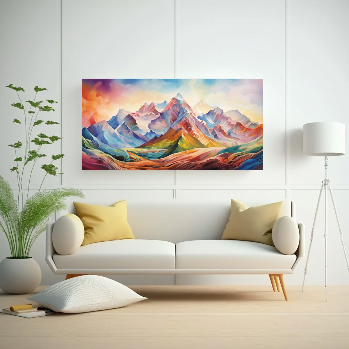 GENERICO - Cuadro Decorativo Montañas Famosas Y Arcoíris 60x30 Cm