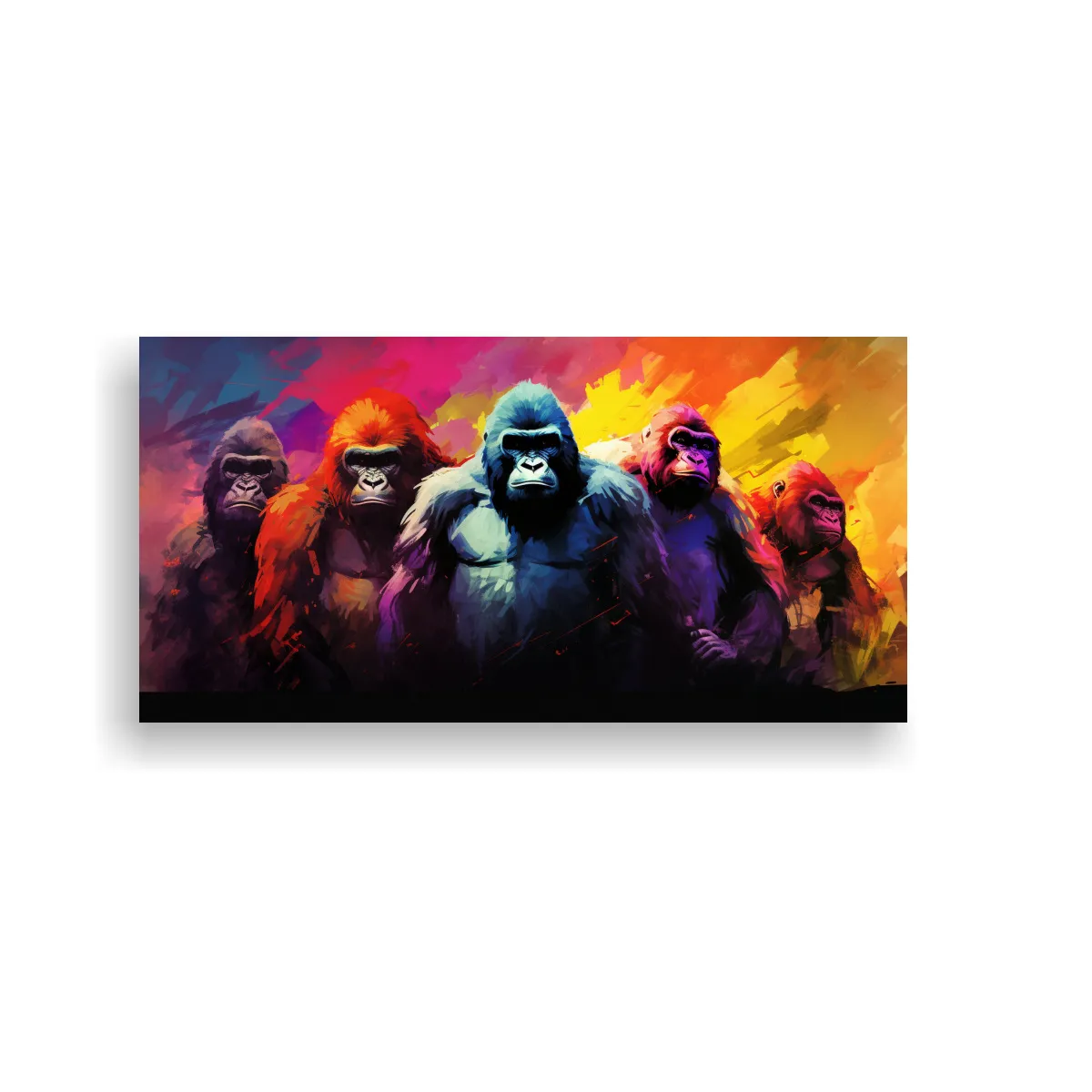 GENERICO - Pintura En Tela De Gorilas En Acuarela Colorida 100x50 Cm