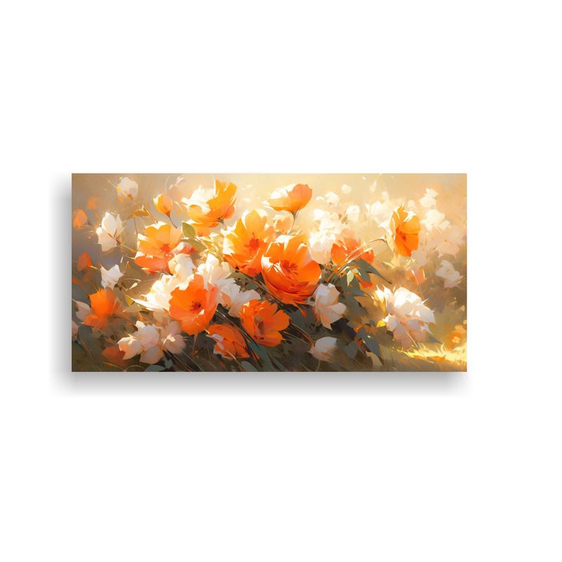 GENERICO - Cuadro Lienzo Hermoso Naranja Con Flores En 100x50 Cm