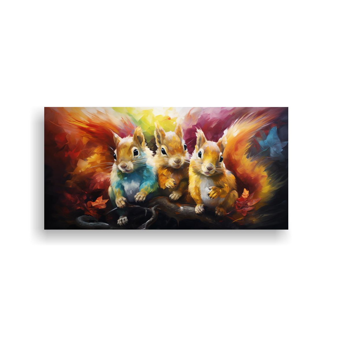 GENERICO - Pintura Al Estilo óleo Expresiva Estilo Ardillas 100x50 Cm