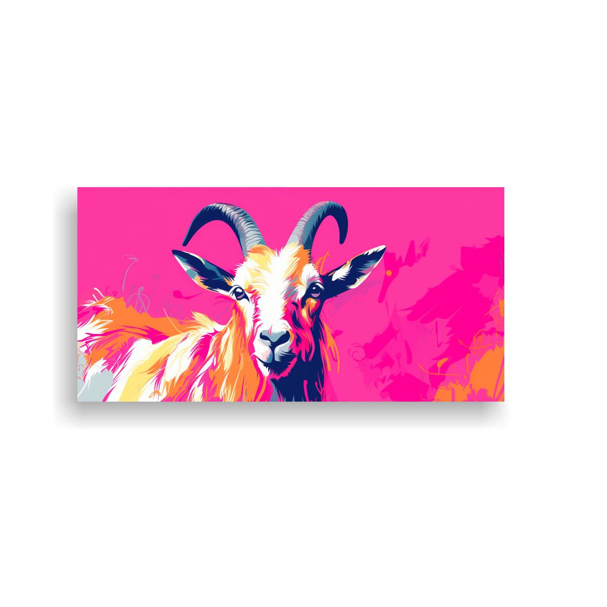 GENERICO - Cuadro Cabra Vibrante Y Rosa En Arte Pop Neo 80x40 Cm
