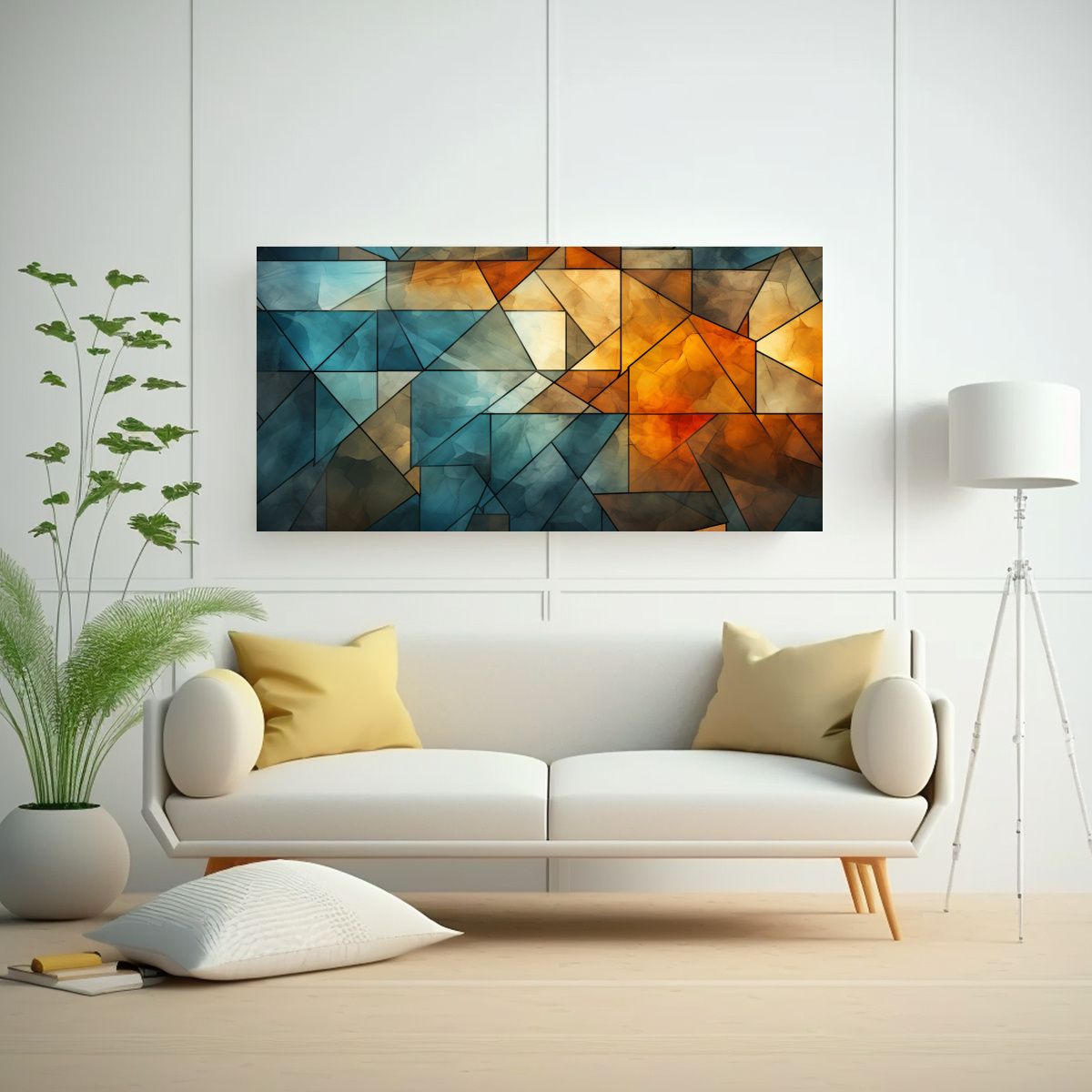 GENERICO - Arte De Pared Impreso Mural Con Trapezoides 60x30 Cm