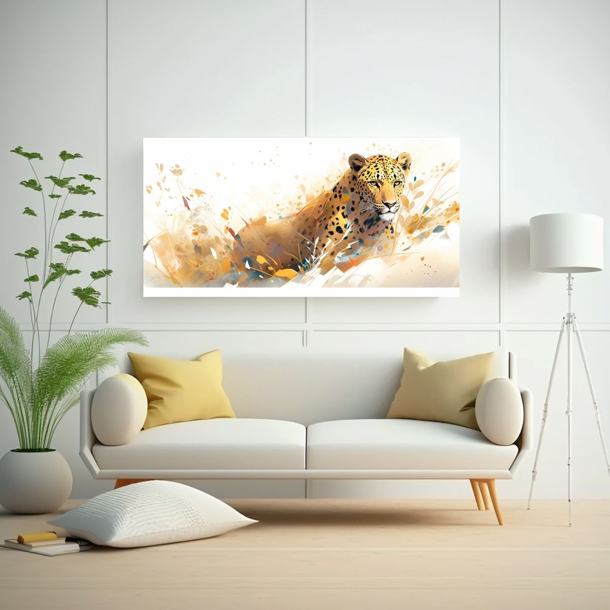 GENERICO - Pinturas De Leones En Acuarelas Y Colores Dorados 100x50 Cm