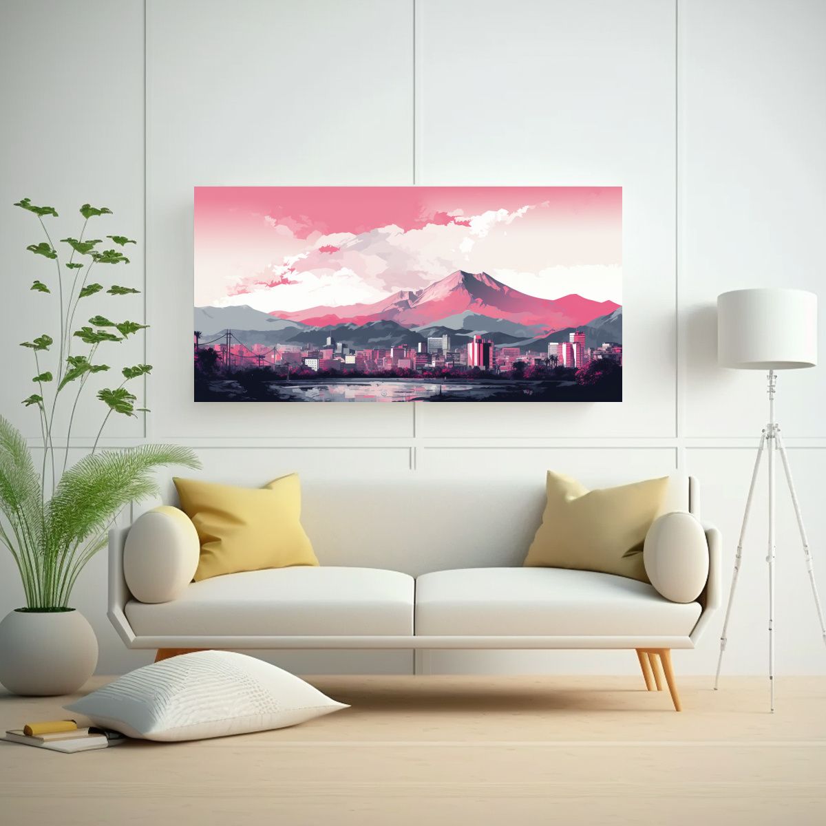 GENERICO - Pinturas De Decoración En Blanco Y Rosa En 100x50 Cm