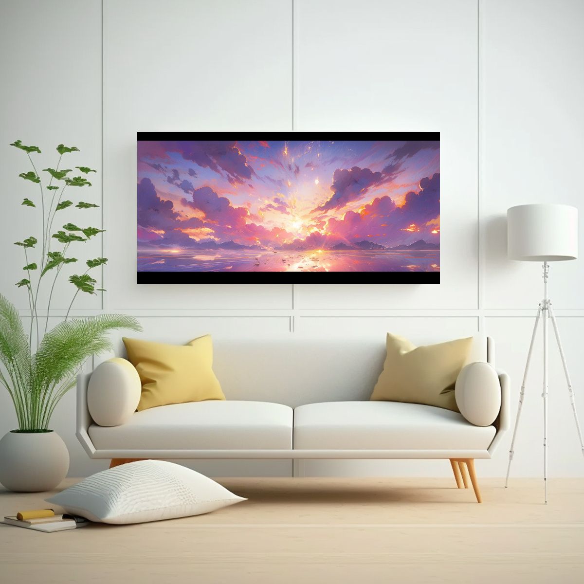 GENERICO - Pintura Abstracta Equilibrio De Colores Morados 100x50 Cm