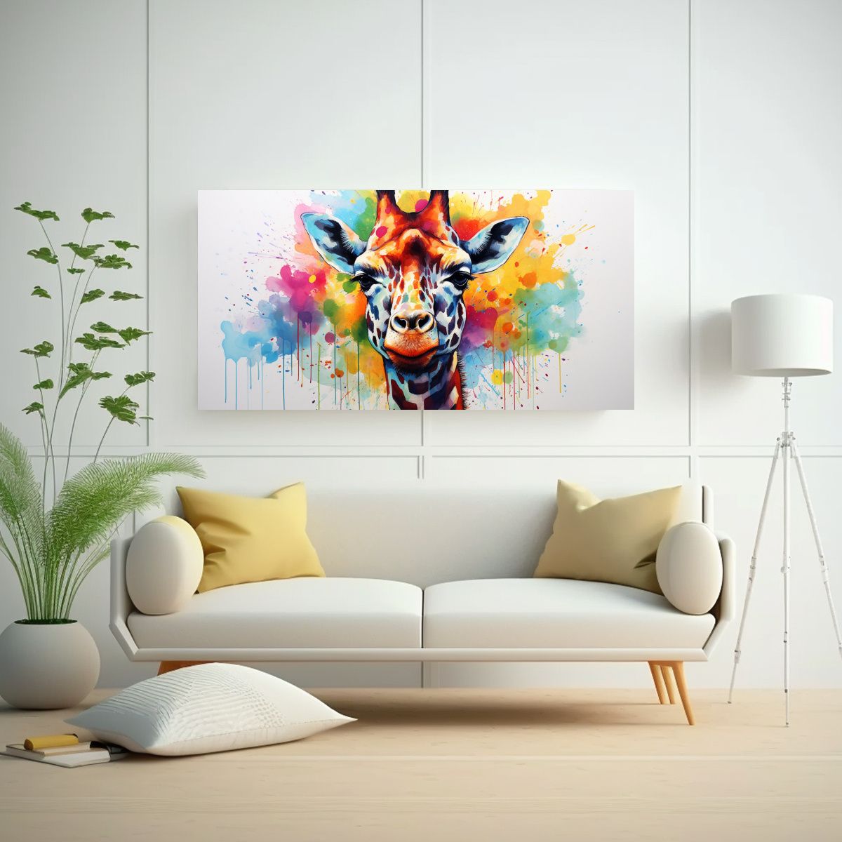 GENERICO - Cuadro En Bastidor Estilo Acuarela Colorido De 60x30 Cm