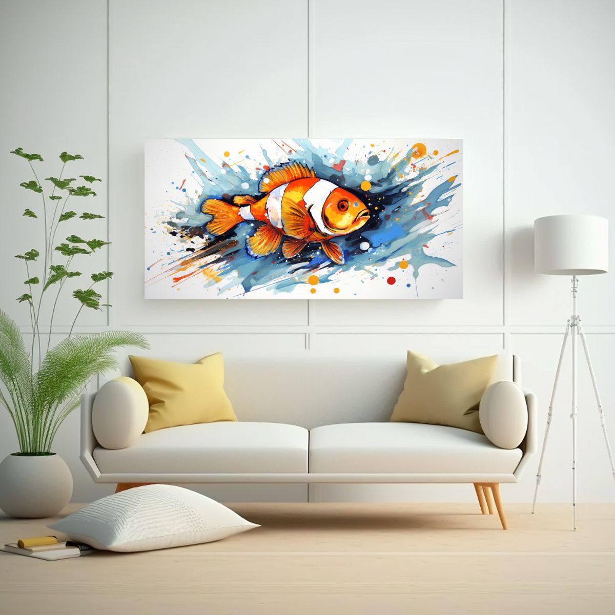 GENERICO - Cuadro De Tela Moderno Con Un Pez Payaso En 100x50 Cm