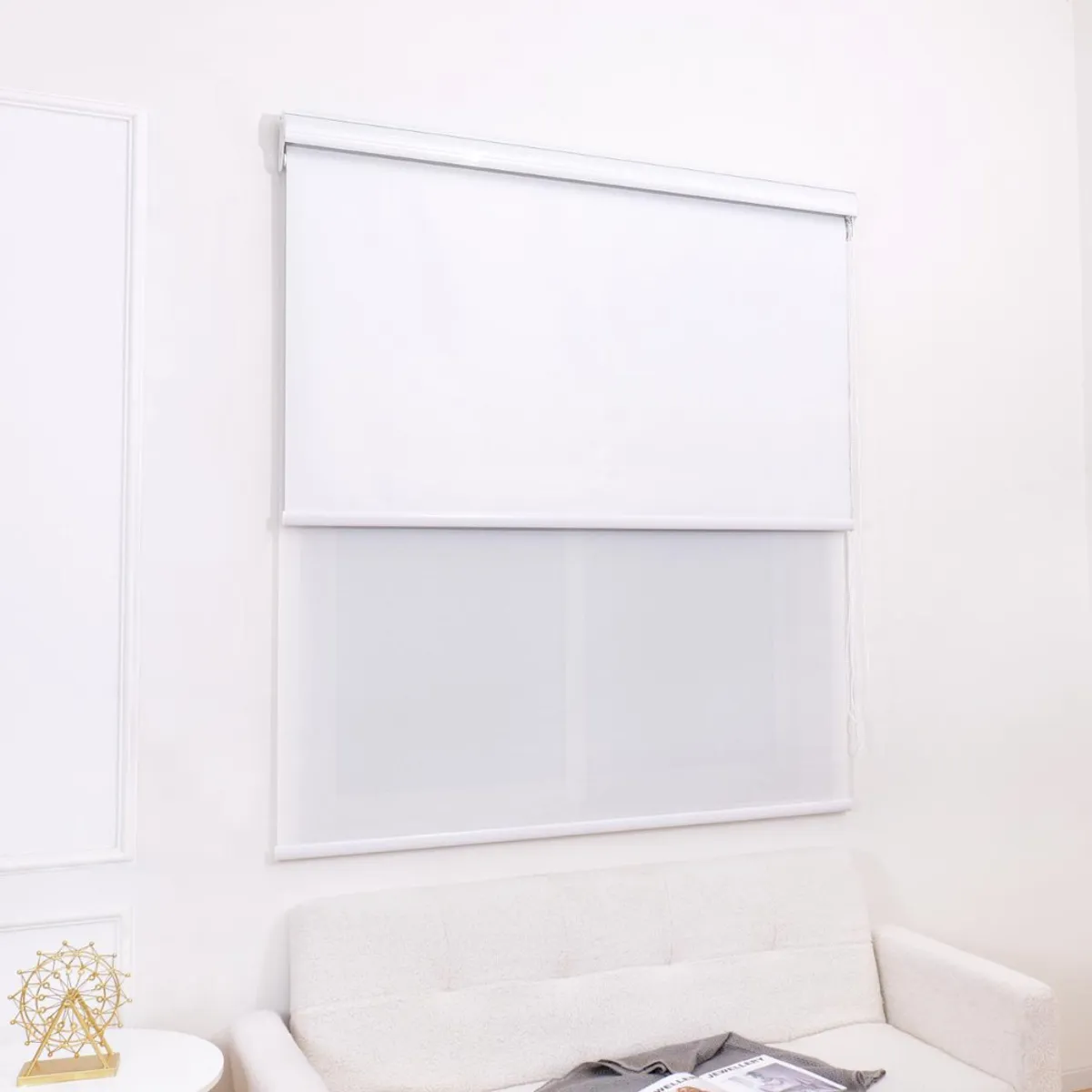 GENERICO - Cortinas Roller Doble Tela Blackout con Visillo y Cenefa
