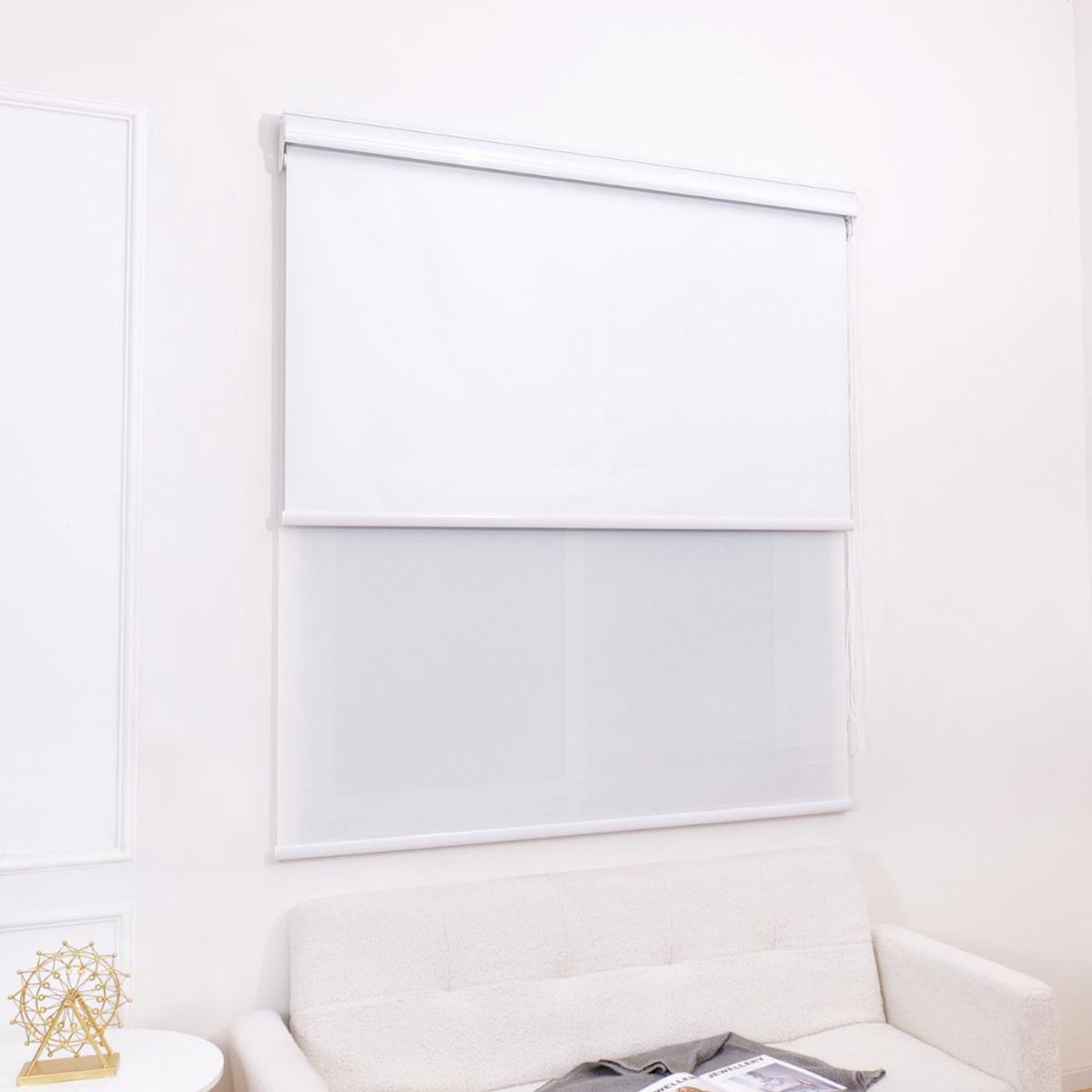 GENERICO - Cortinas Roller Doble Tela Blackout con Visillo y Cenefa