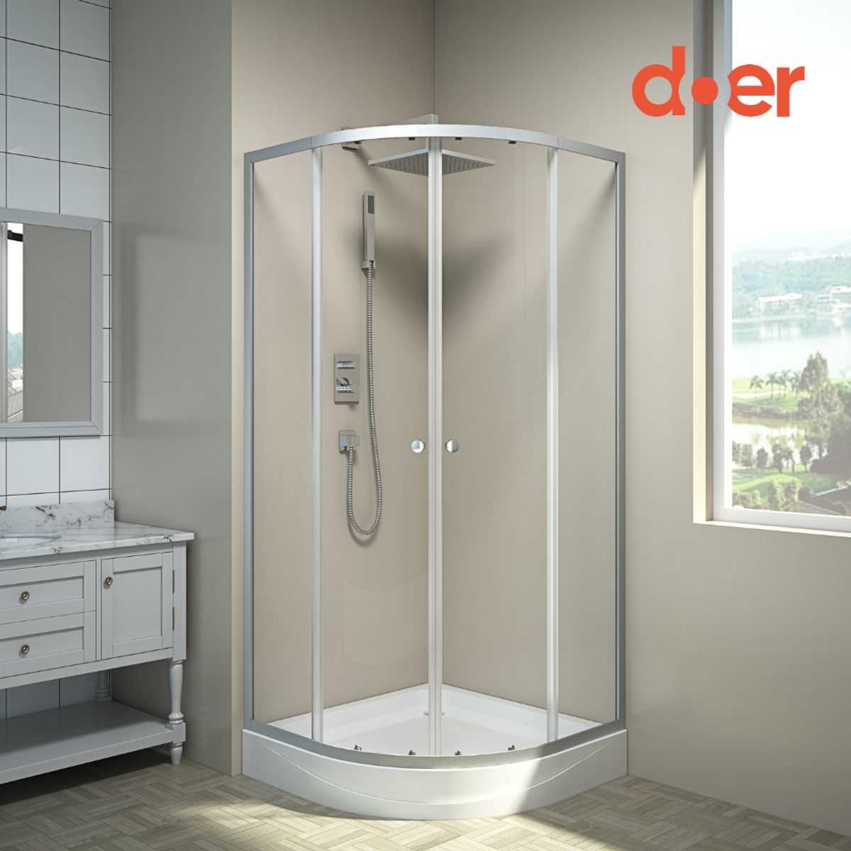 DOER - Shower Curvo 80x80x200cm Satin