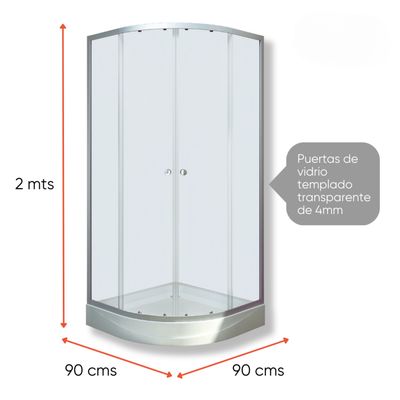 Imagen 2 del producto Cabina de ducha Elegance Large 90x90x200cm diseño curvo